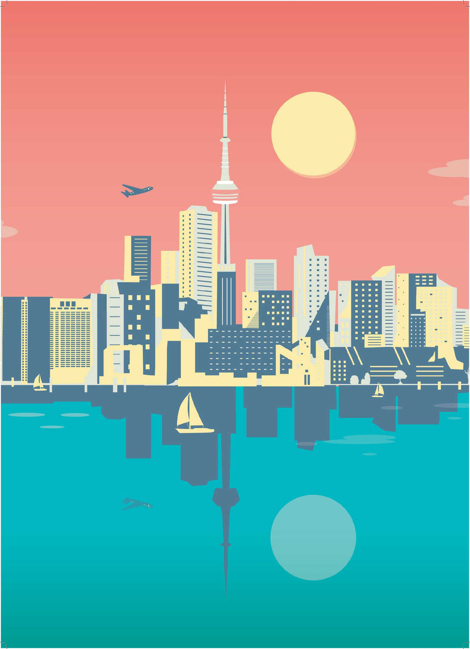 Toronto Skyline Illustration by Cindy Rose Studio